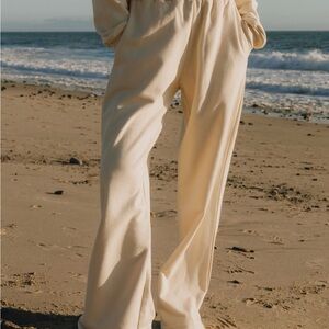 Daily Drills Cream Wide Leg Pants with Relaxed Fit